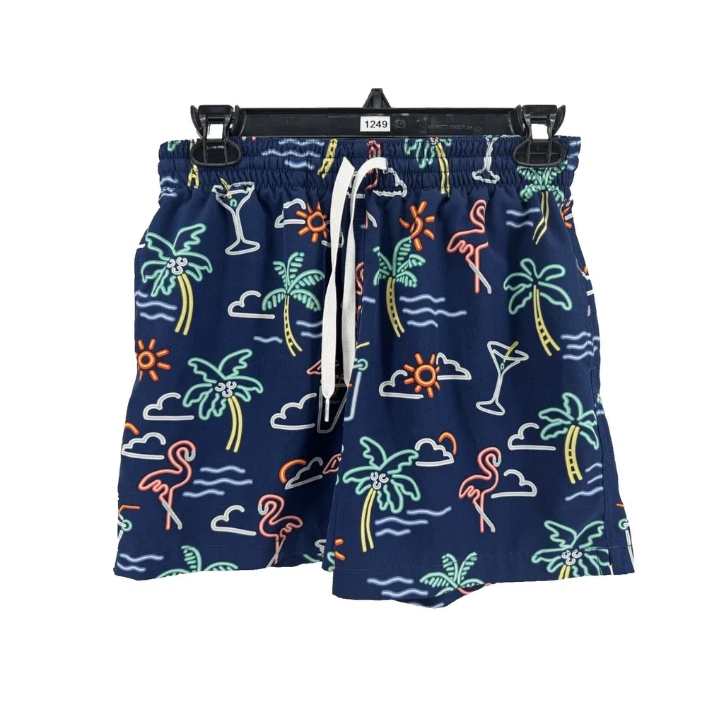 Chubbies Men's Navy Graphic The Neon Lights Swim Trunks Size Small Inseam 5.5